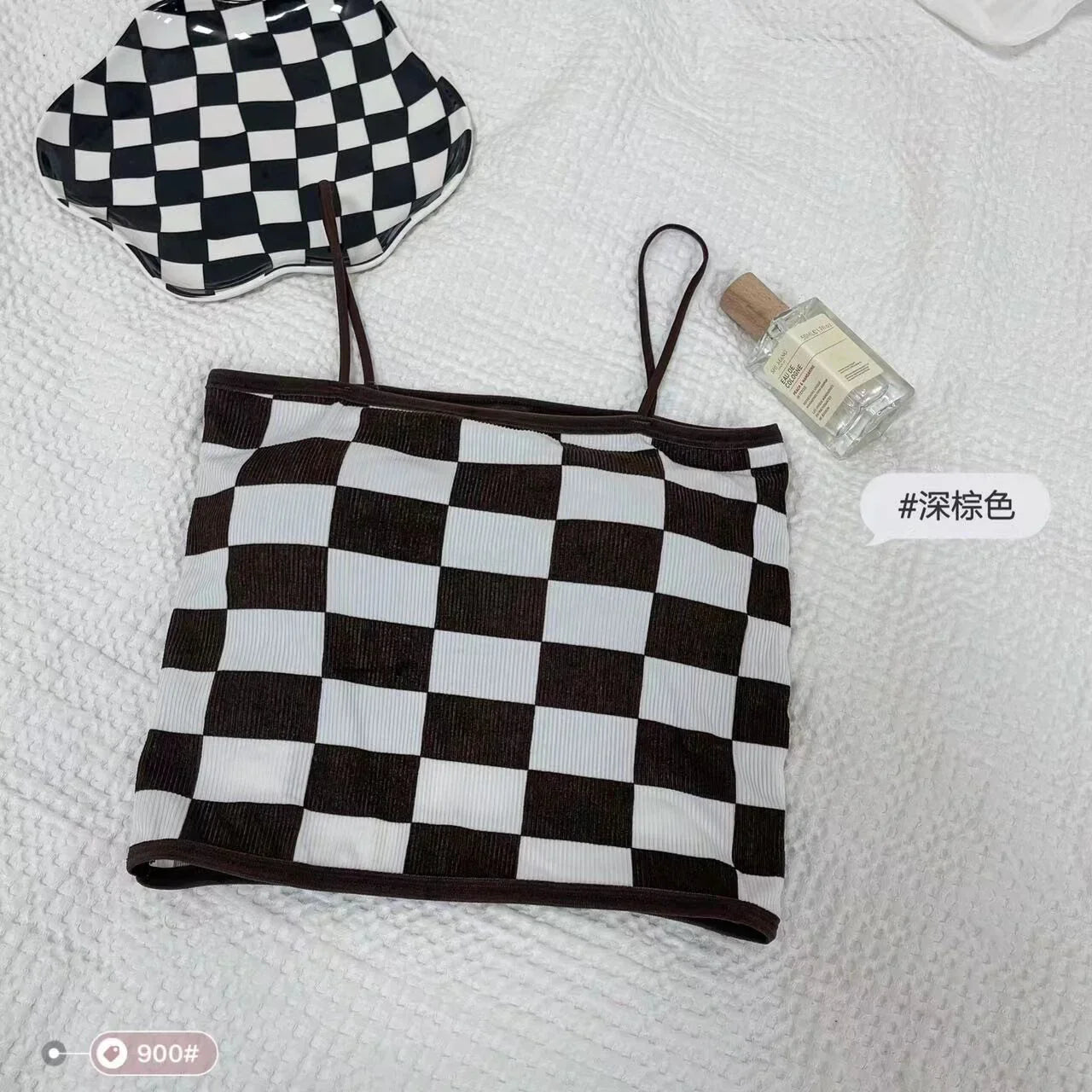 Chess Design Light Padded Camisole/Long Bra