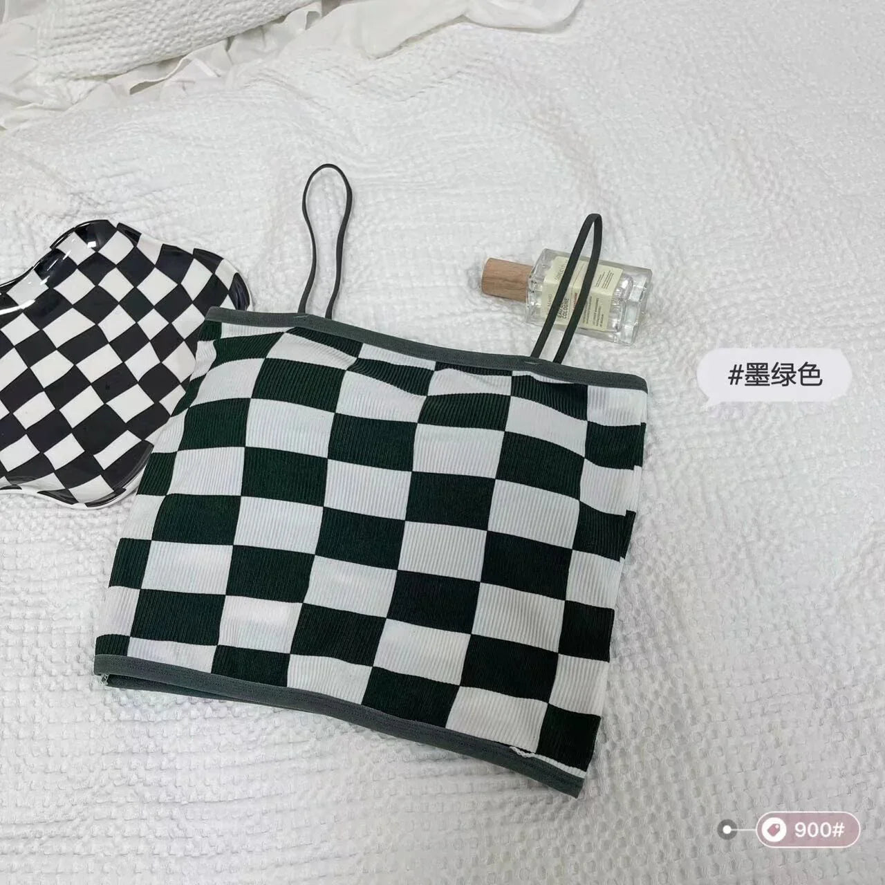 Chess Design Light Padded Camisole/Long Bra