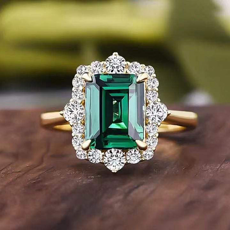 Emerald Halo Ring