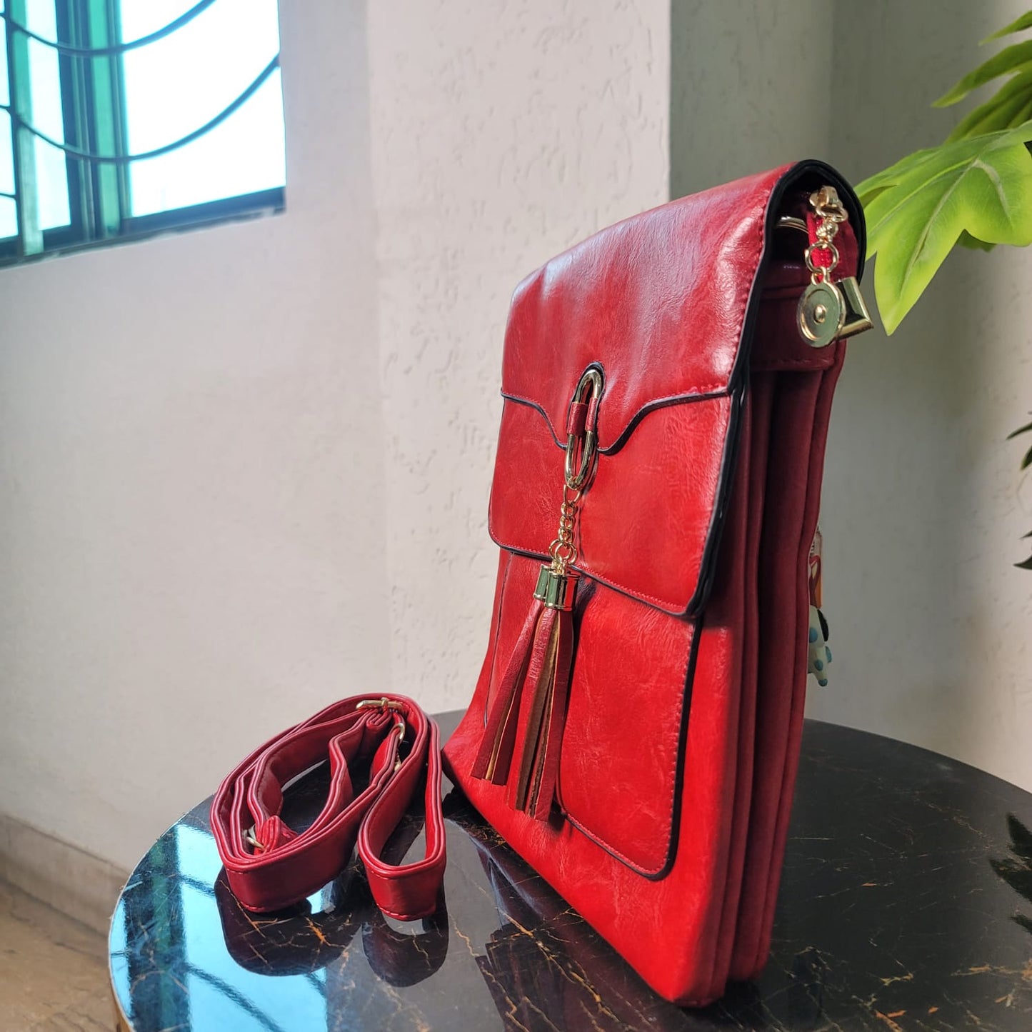 Versatile Red Shoulder Bag