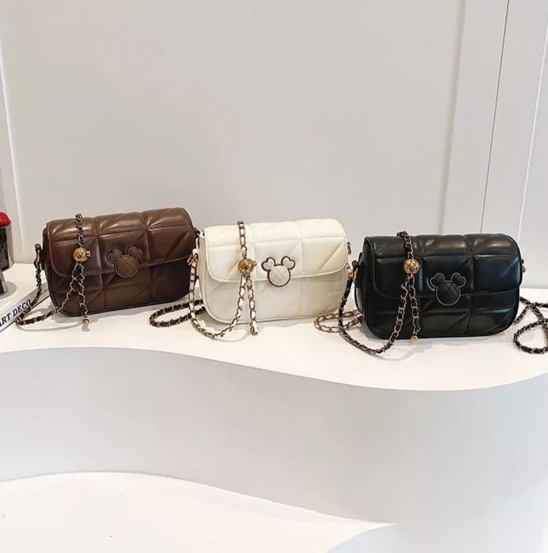 Quilted Mickey Style Shoulder Bag