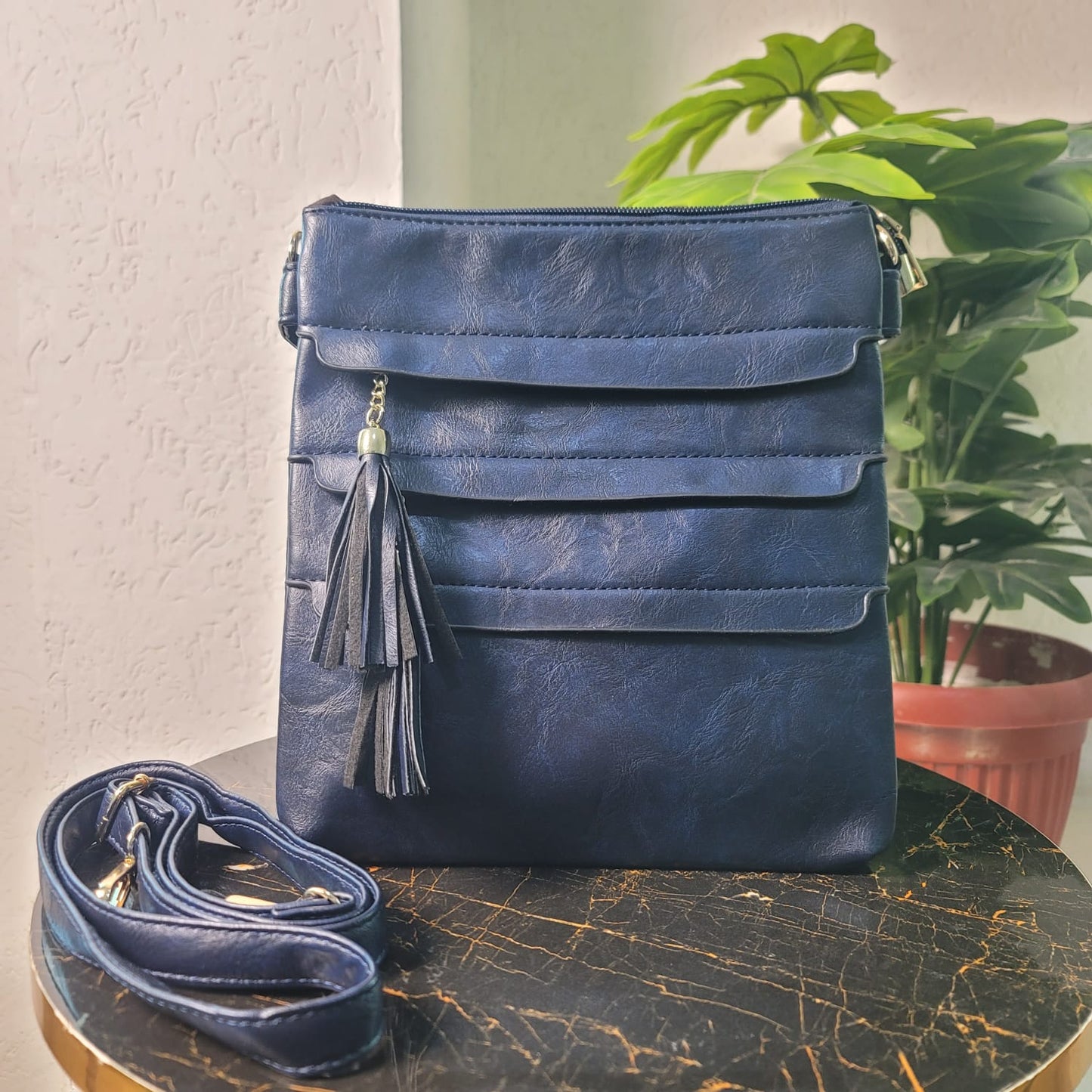 Versatile Crossbody Bag with Tassel