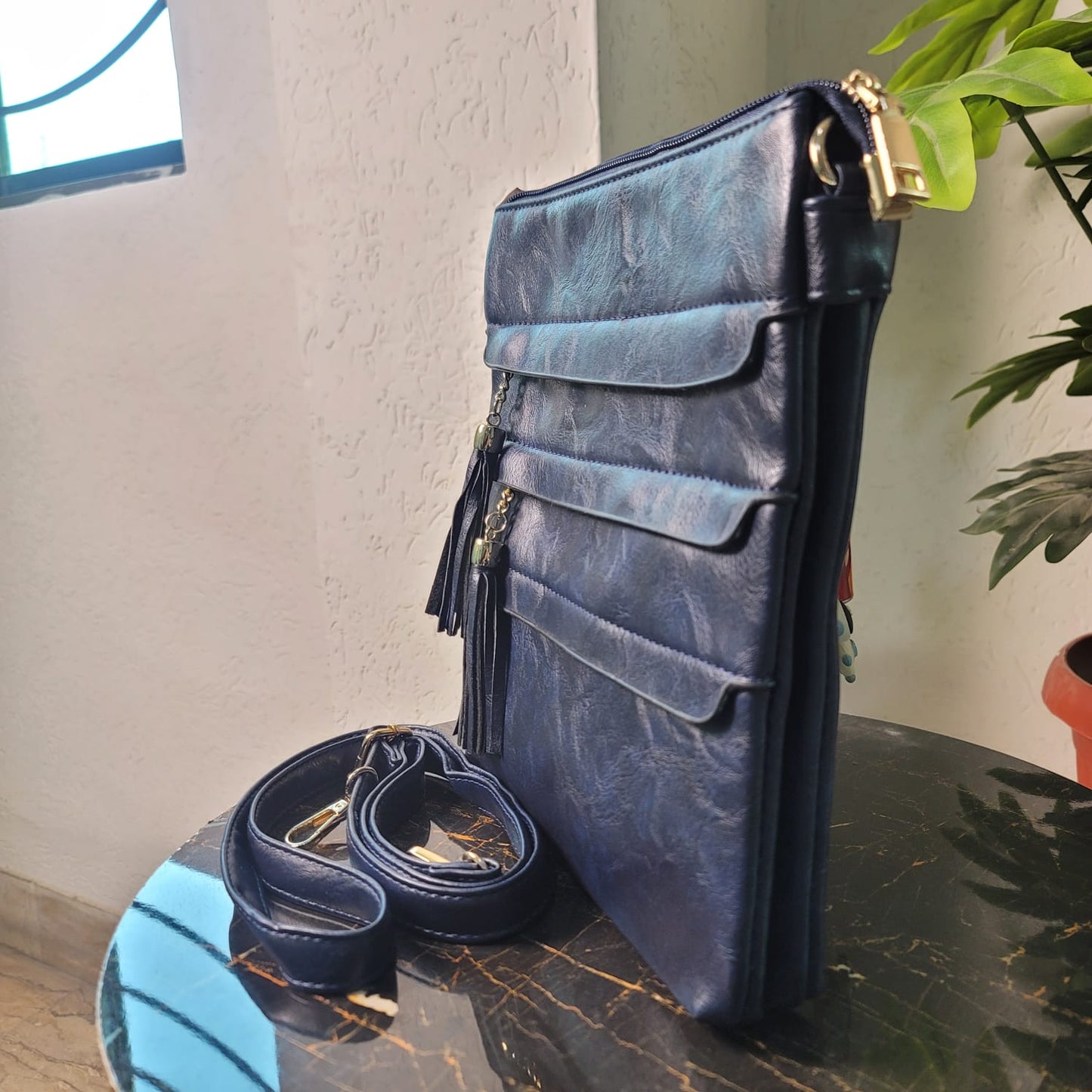 Versatile Crossbody Bag with Tassel
