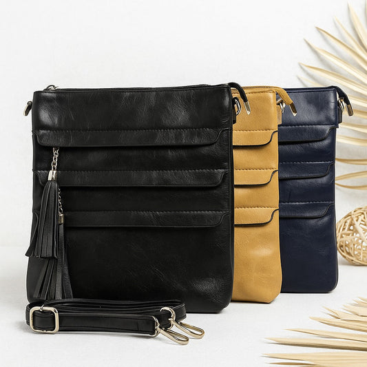 Versatile Crossbody Bag with Tassel