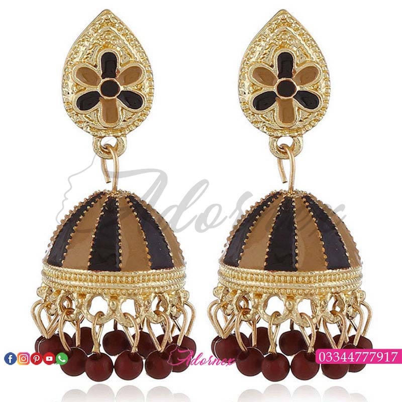 Fancy Dome Jhumki - Brown