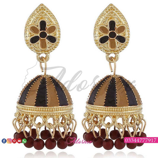 Fancy Dome Jhumki - Brown