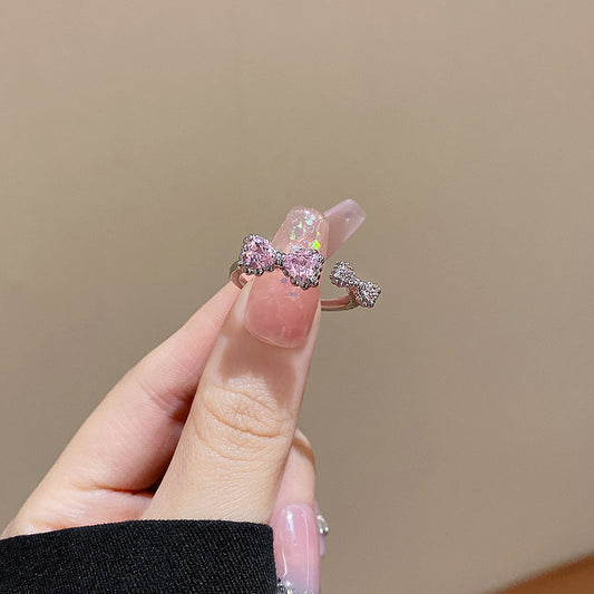 Pink & Silver Bow Ring