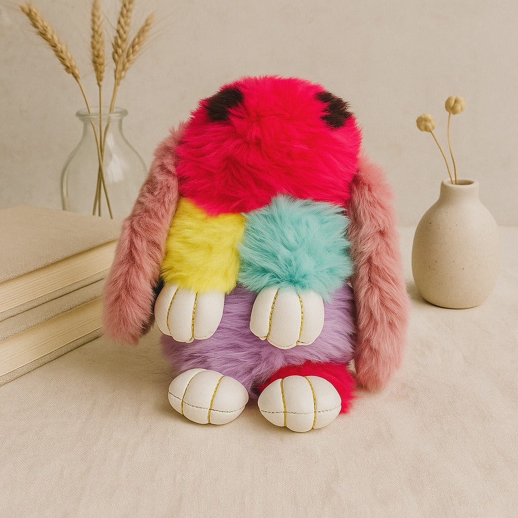 Colorful Furry Rabbit Sling Bag