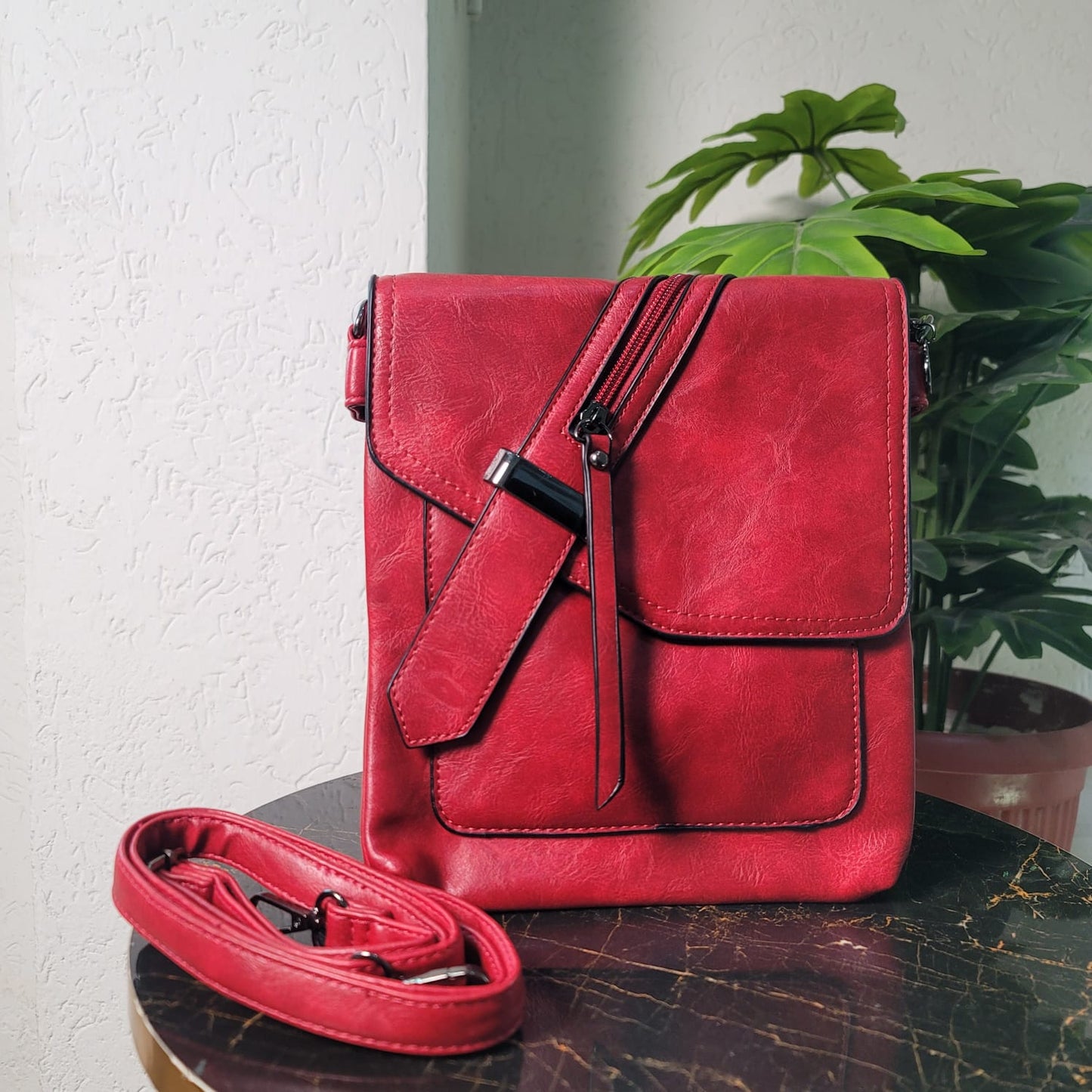 Versatile Red Shoulder Bag