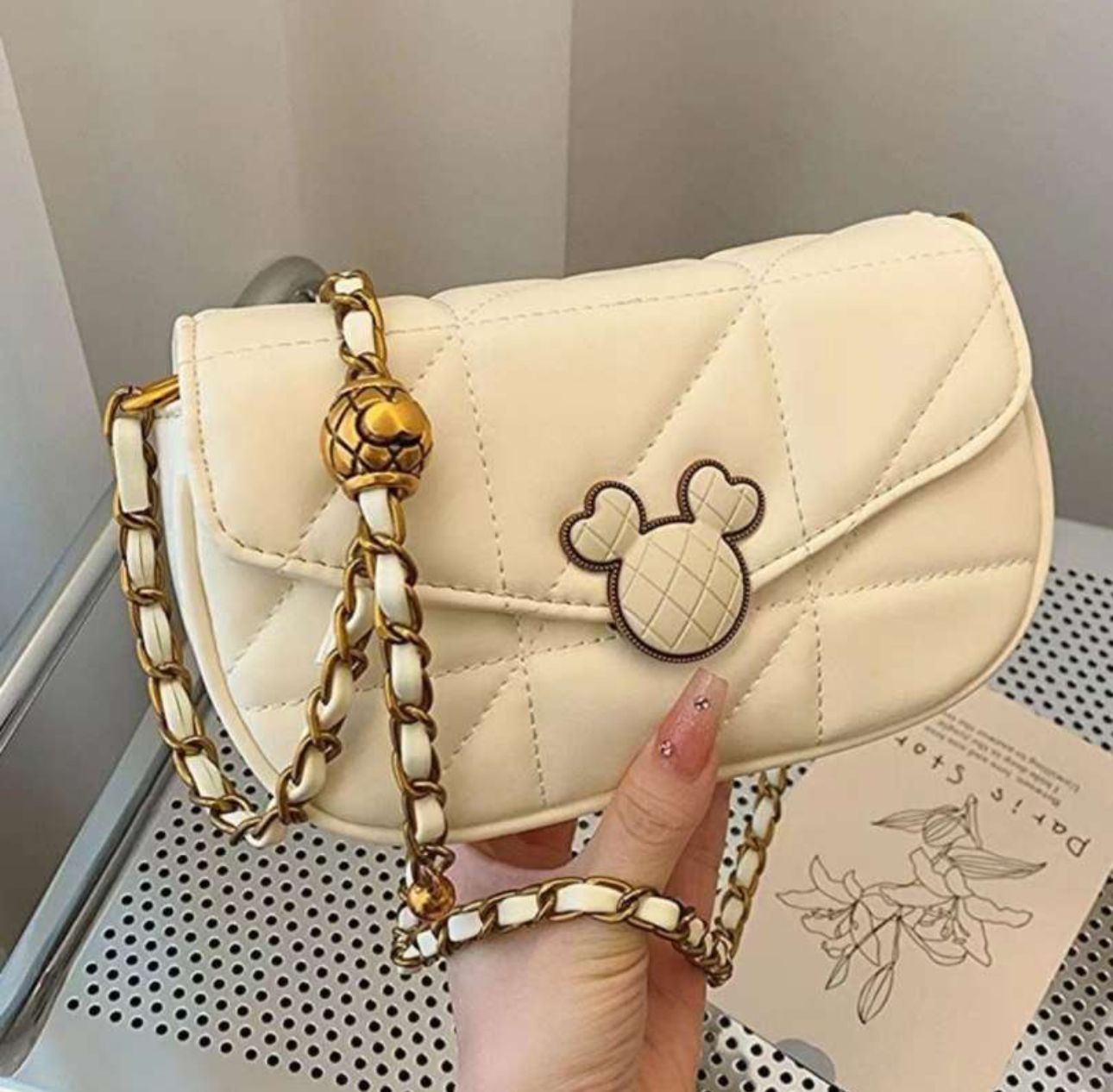 Quilted Mickey Style Shoulder Bag