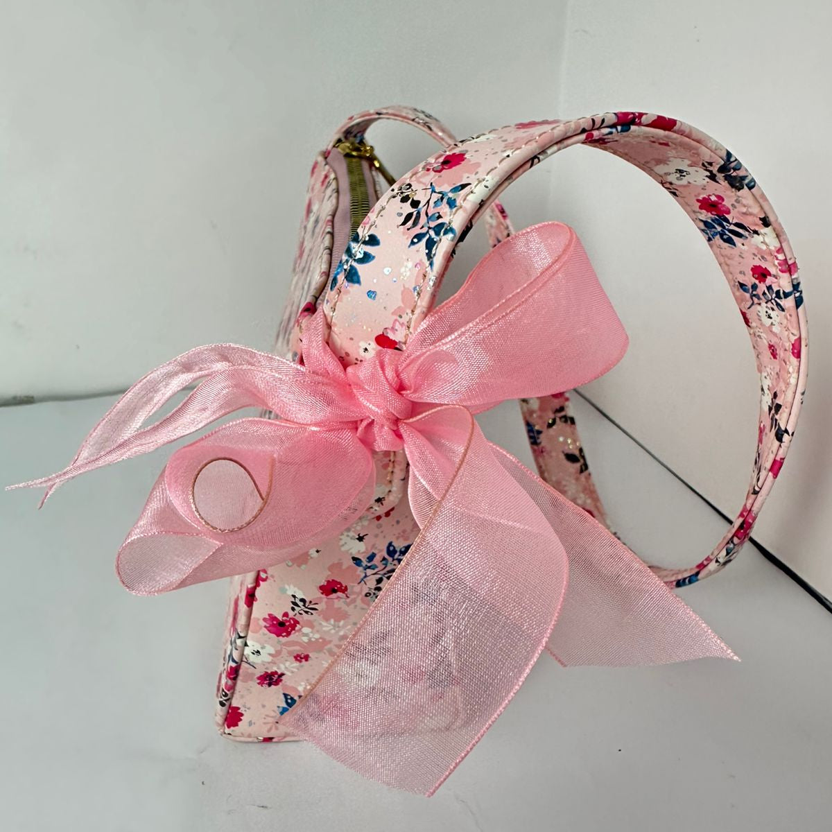 Floral Arm Pit Handbag with Bow Accent