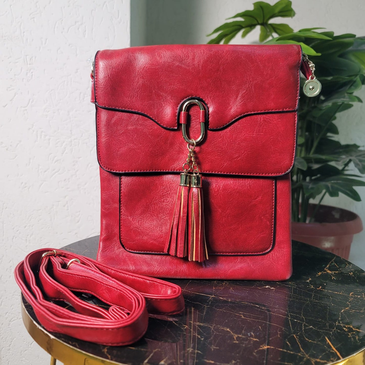 Versatile Red Shoulder Bag