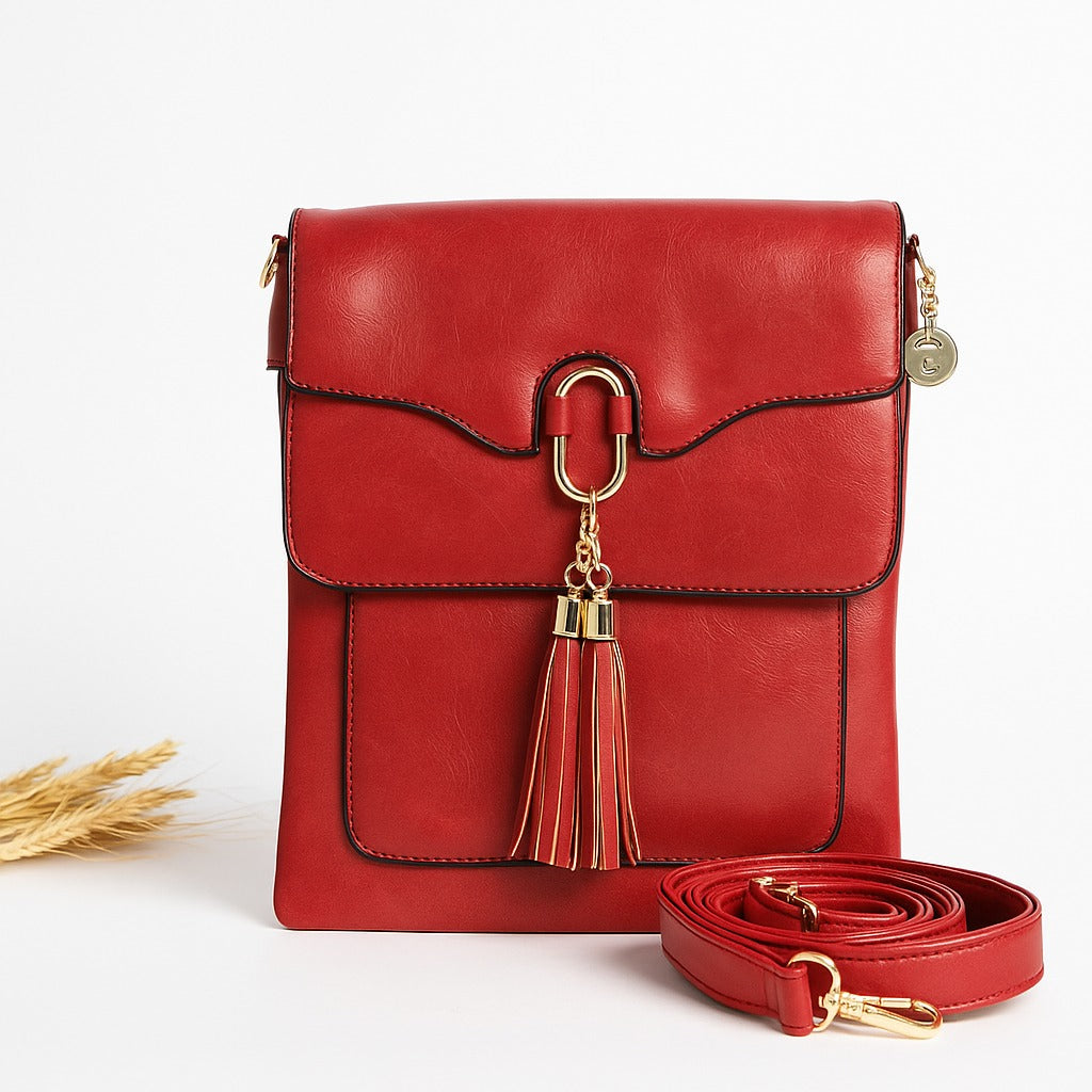 Versatile Red Shoulder Bag